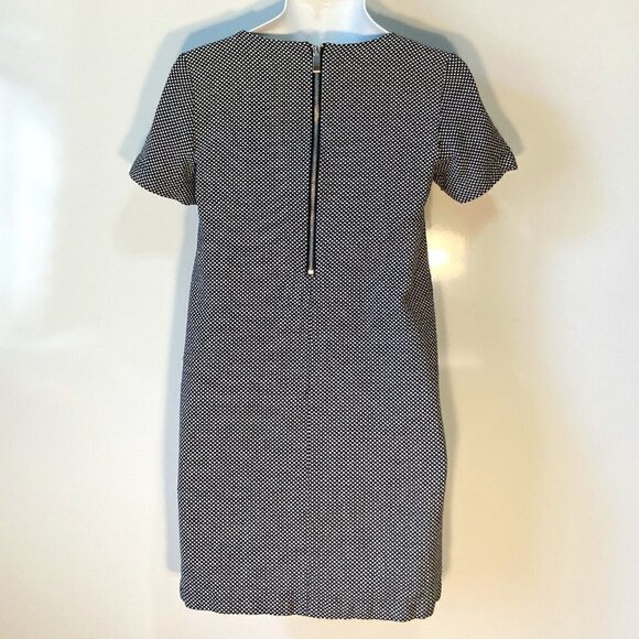 Gap SZ S Black & white textured weave short sleeve shift dress zipper details - Picture 2 of 9